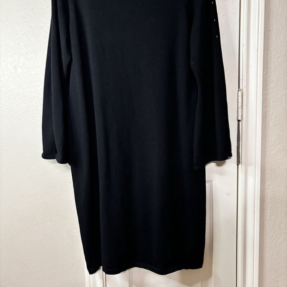 XL Harlow & Rose Pretty Black Sweater Dress Below Knee Long Open Flared Sleeves - Picture 8 of 10
